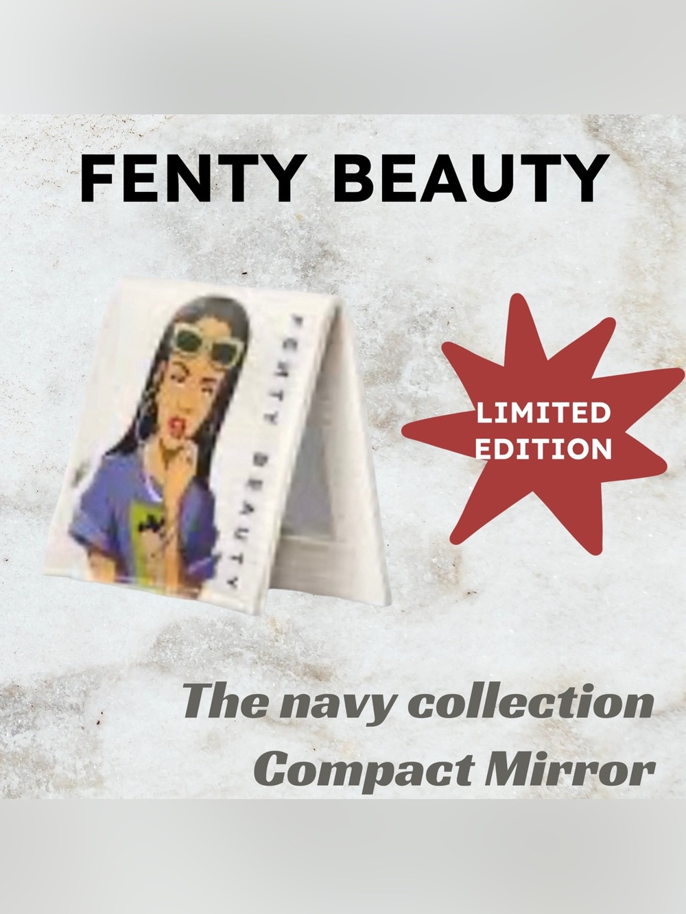 ⬇️RARE 🇺🇸🆕 FENTY BEAUTY | Navy collection Compact Mirror Graphic Artsy cover*